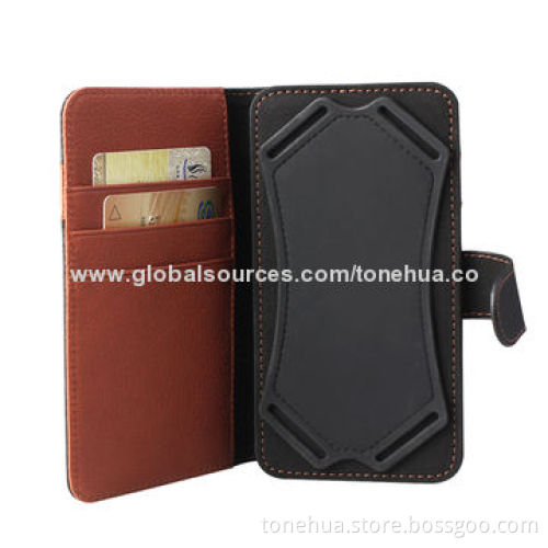 Universal standing PU leather cases for iPhone 6, Galaxy S5, Mi3